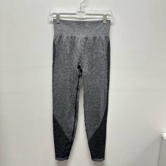 Victoria's Secret PINK High Waisted Seamless Yoga Leggings Gray Black Sz Medium - Picture 2 of 8